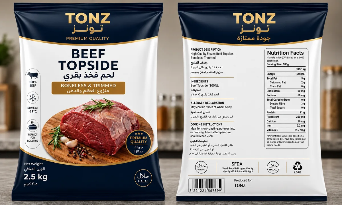 Beef Topside packaging